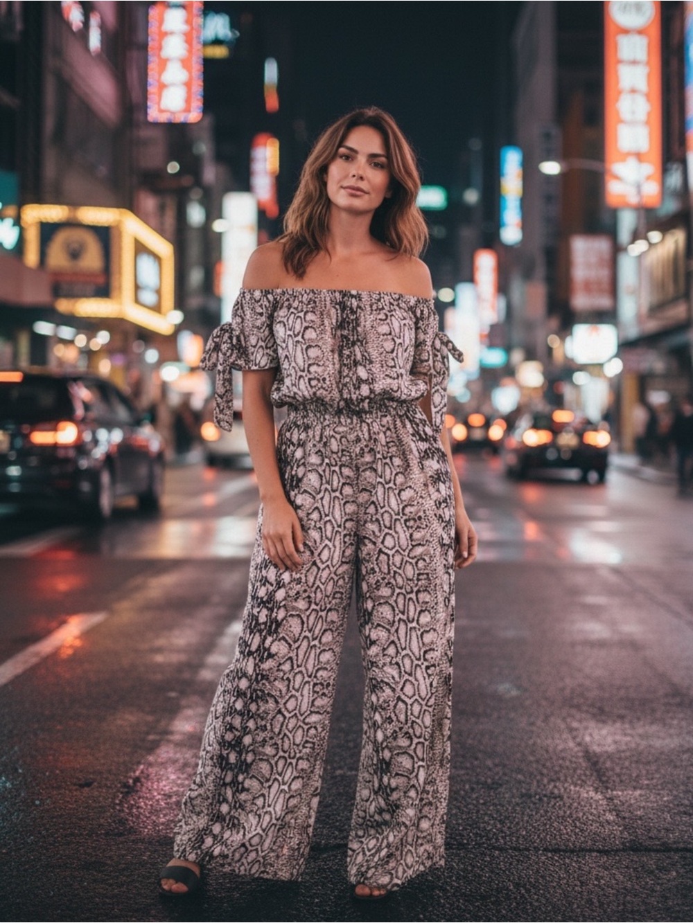 Animal Print Off the Shoulder Jumpsuit NWT